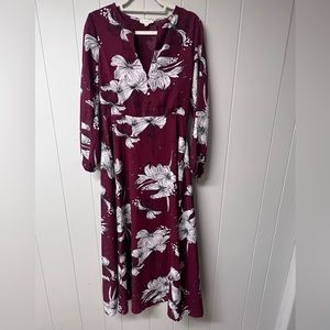 Promesa Maroon Floral Maxi Dress